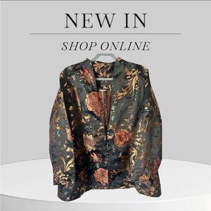 Soft Surroundings Moon Dynasty Brocade Kimono Jacket Asian Frog Button Size M